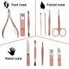 12 In 1 Nail Clippers Beauty Tool Portable Set In Pink Leather Bag 05 12 In 1 Nail Clippers Beauty Tool Portable Set In Pink Leather Bag