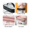 Transparent Waterproof Makeup Travel Bag Cosmetic Double Layer Pink