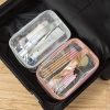 Transparent Waterproof Makeup Travel Bag Cosmetic Double Layer Pink