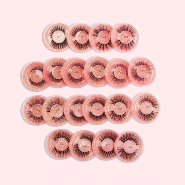 10 Pairs Of False Eyelashes Each In A Circle Box