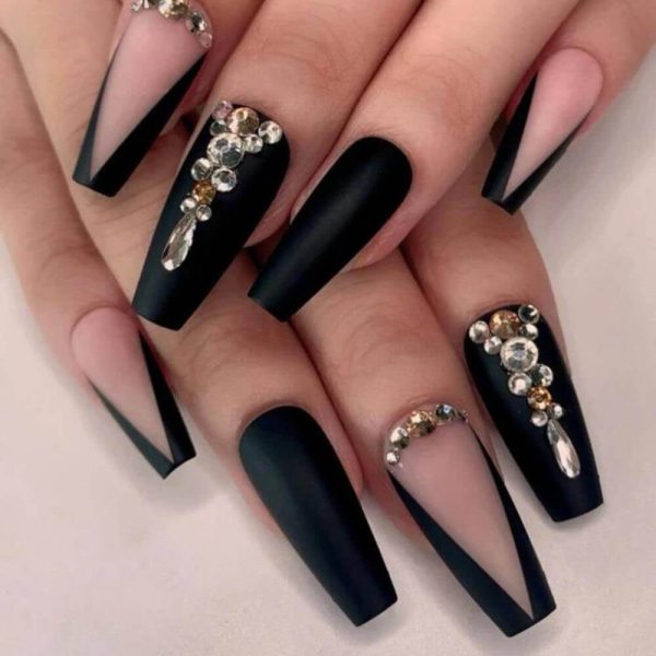 24 Pcs Nails Press-On Manicure Kit – Black 01 24 Pcs Nails Press-On Manicure Kit – Black