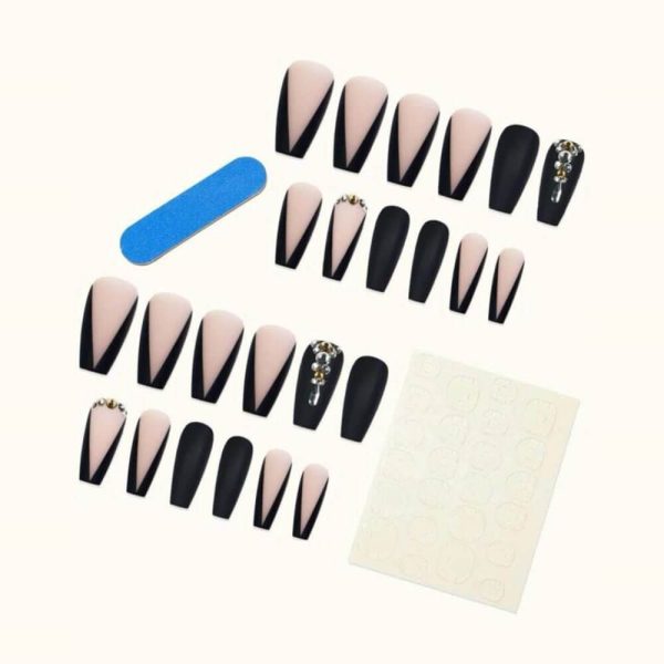 24 Pcs Nails Press-On Manicure Kit – Black