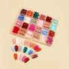 240 Pcs Sets Glossy Press-On Nails Short Oval False Nails Colorful Full Box
