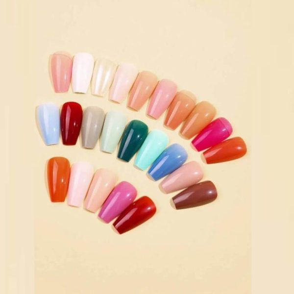 240 Pcs Sets Glossy Press-On Nails Short Oval False Nails Colorful Full Box