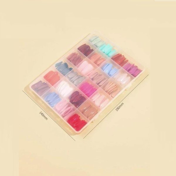 240 Pcs Sets Glossy Press-On Nails Short Oval False Nails Colorful Full Box