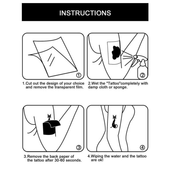 Black Waterproof Realistic Temporary Tattoo