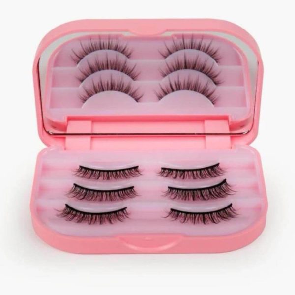 False Eyelash Case With Mirror - Pink 02 False Eyelash Case With Mirror - Pink