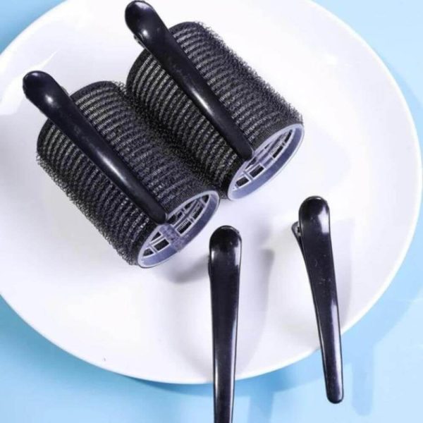 Large Hair Rollers Self Grip Salon Hairdressing Curlers 12 Pack - Black