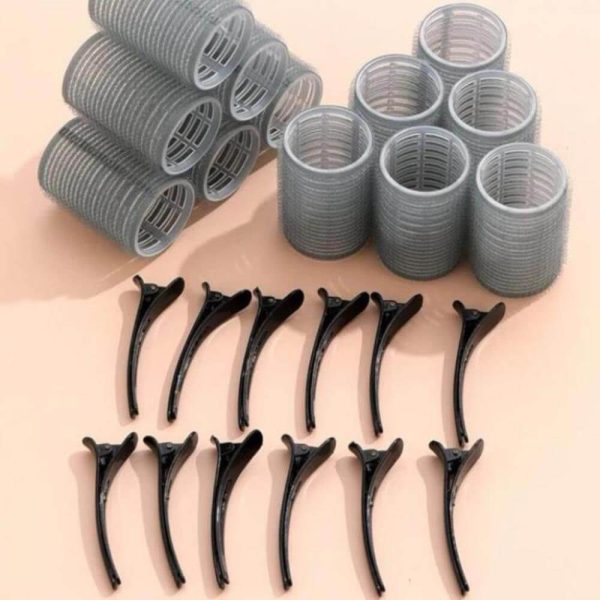 Large Hair Rollers Self Grip Salon Hairdressing Curlers 12 Pack - Gray 02 Large Hair Rollers Self Grip Salon Hairdressing Curlers 12 Pack - Gray