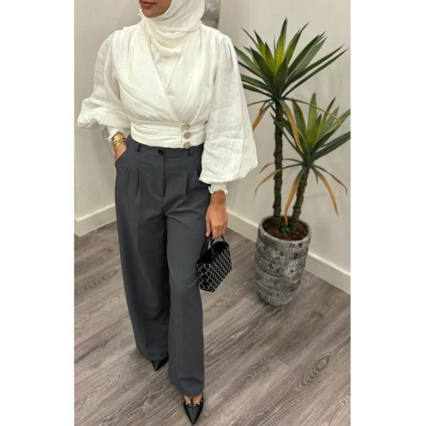 Short Shirt With Long Sleeves White