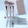 14 Gray Makeup Brushes Complete Set In A Large Leather Portable Makeup Case