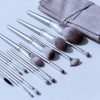 14 Gray Makeup Brushes Complete Set In A Large Leather Portable Makeup Case